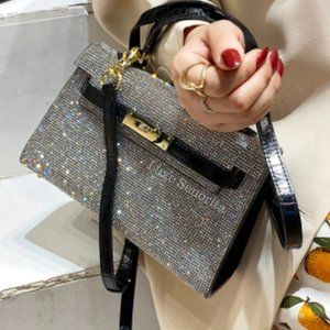 Elegant Sparkling Crystal Black Bag